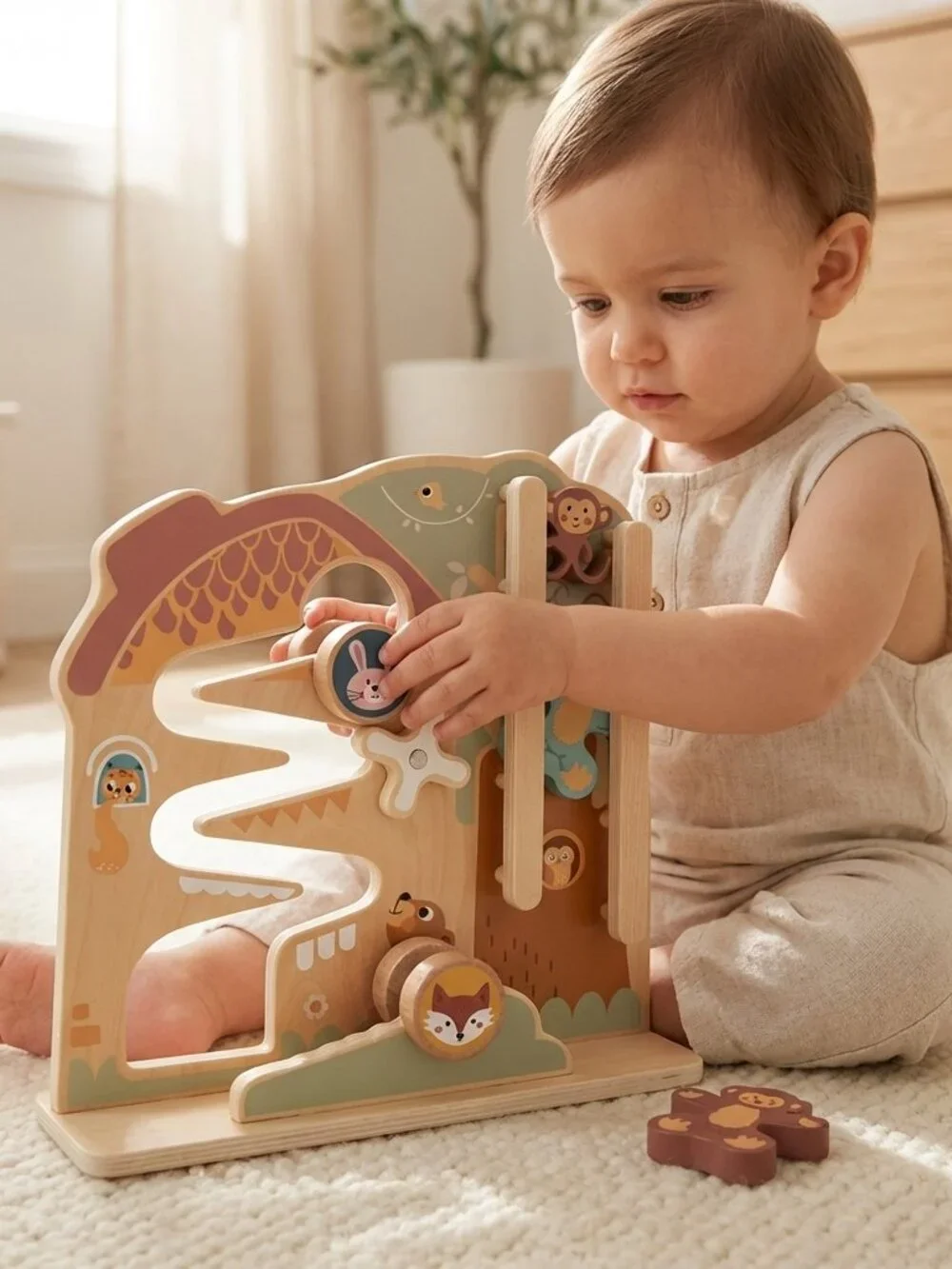 Tooky Toy 2-in-1 Wooden Activity Ball Track Maze Montessori Toddler Toy